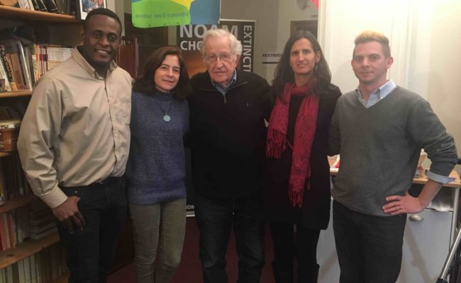 Patrick and crew with Noam Chomsky